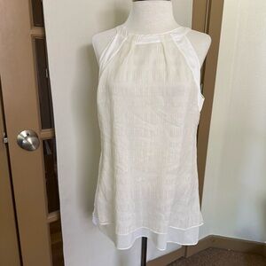 White House Black‎ Market Womens 10 White Metallic Silk Blend High Neck Tank Top